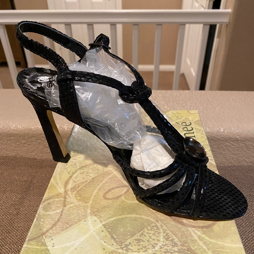 Renee Dayton black metallic print sandal